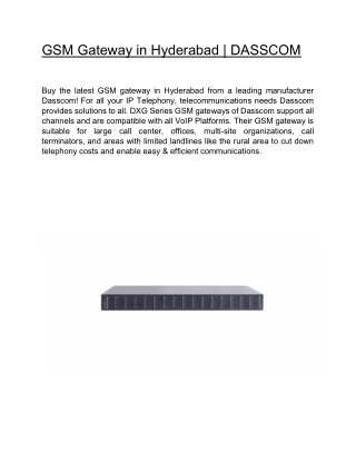 gsm gateway in hyderabad dasscom
