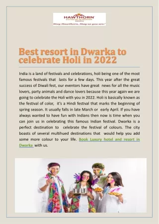 Best resort in dwarka to celebrate holi in 2022