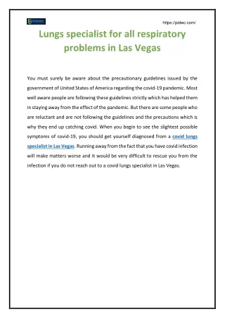 Lungs specialist for all respiratory problems in Las Vegas
