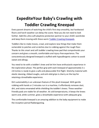 ExpediteYour Baby’s Crawling with Toddler Crawling Kneepad
