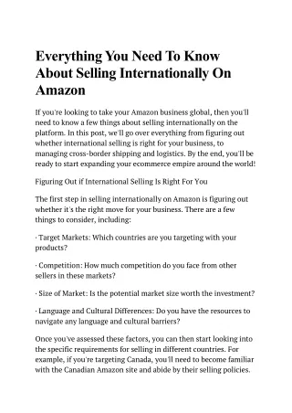everything you need to know about selling