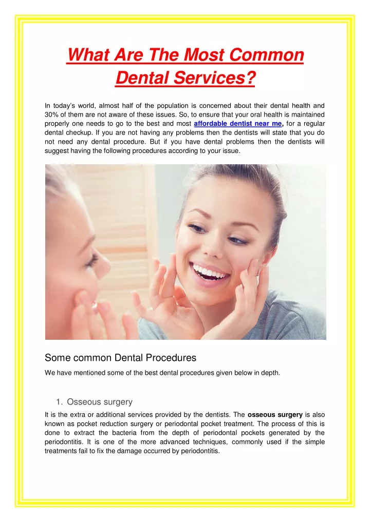 what are the most common dental services