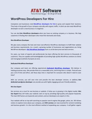 WordPress Developers For Hire