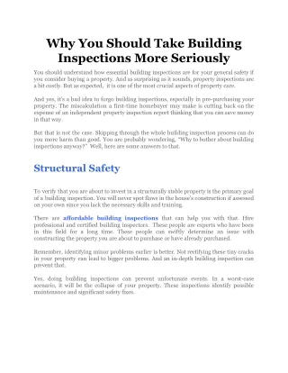 why you should take building inspections more