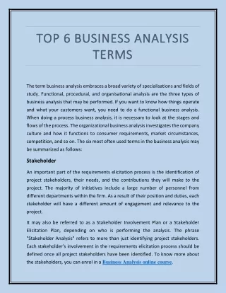 Top 6 Terms Used in Business Analysis