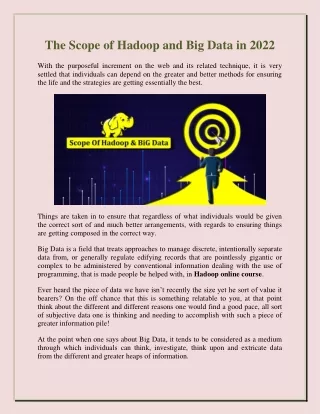 the scope of hadoop and big data in 2022