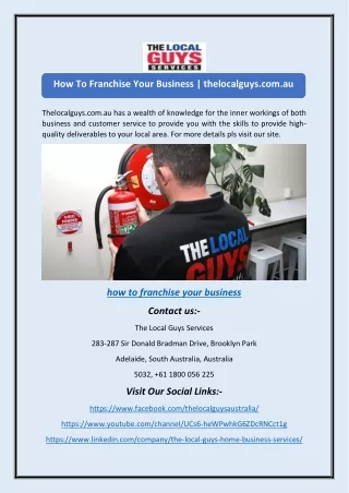 how to franchise your business thelocalguys com au