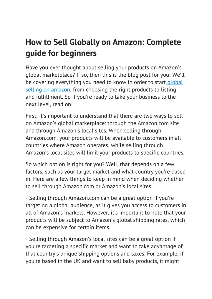 how to sell globally on amazon complete guide