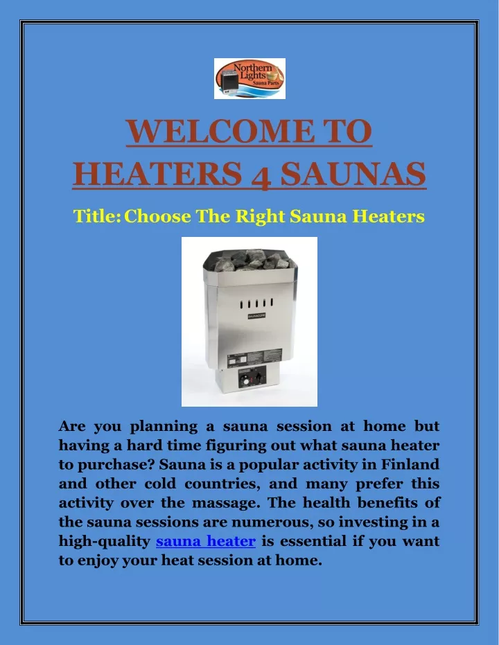 welcome to heaters 4 saunas