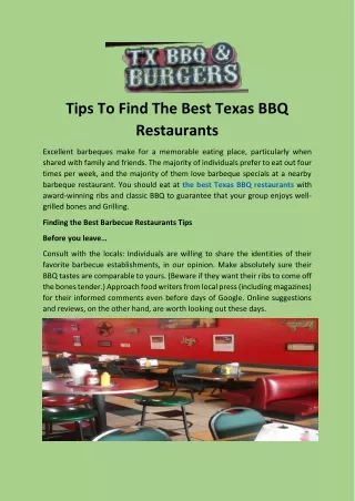Tips To Find The Best Texas BBQ Restaurants