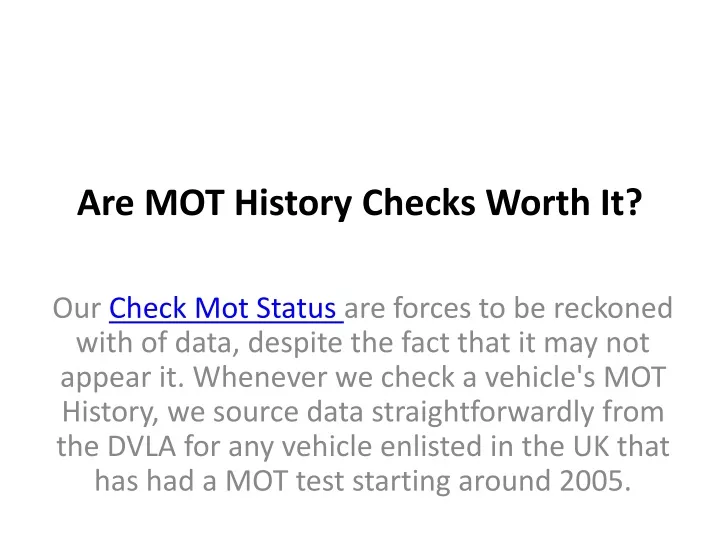 are mot history checks worth it