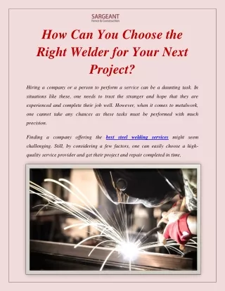 How Can You Choose the Right Welder for Your Next Project