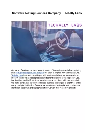 software testing services company techally labs