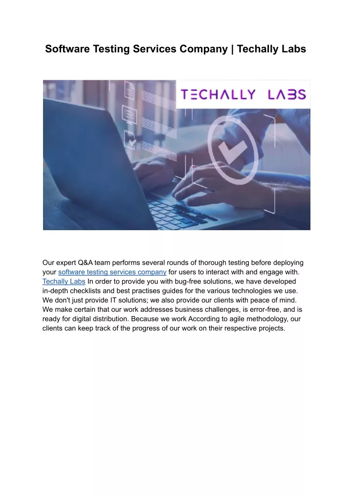 software testing services company techally labs