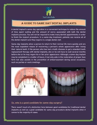 a guide to same day dental implants