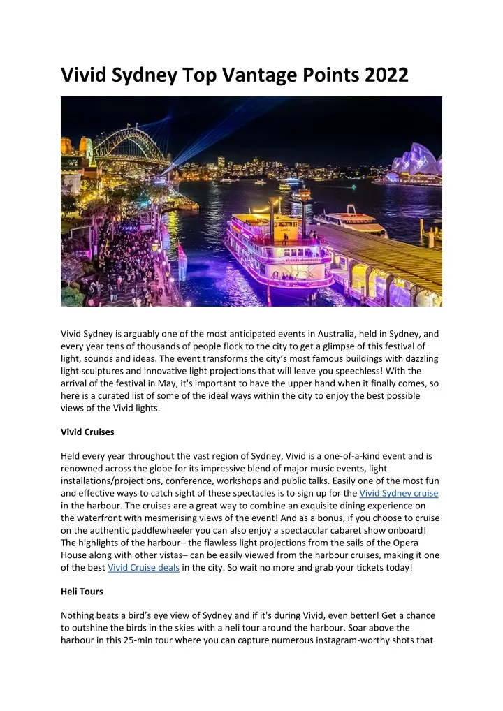 vivid sydney top vantage points 2022