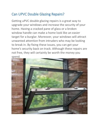 Can UPVC Double Glazing Repairs