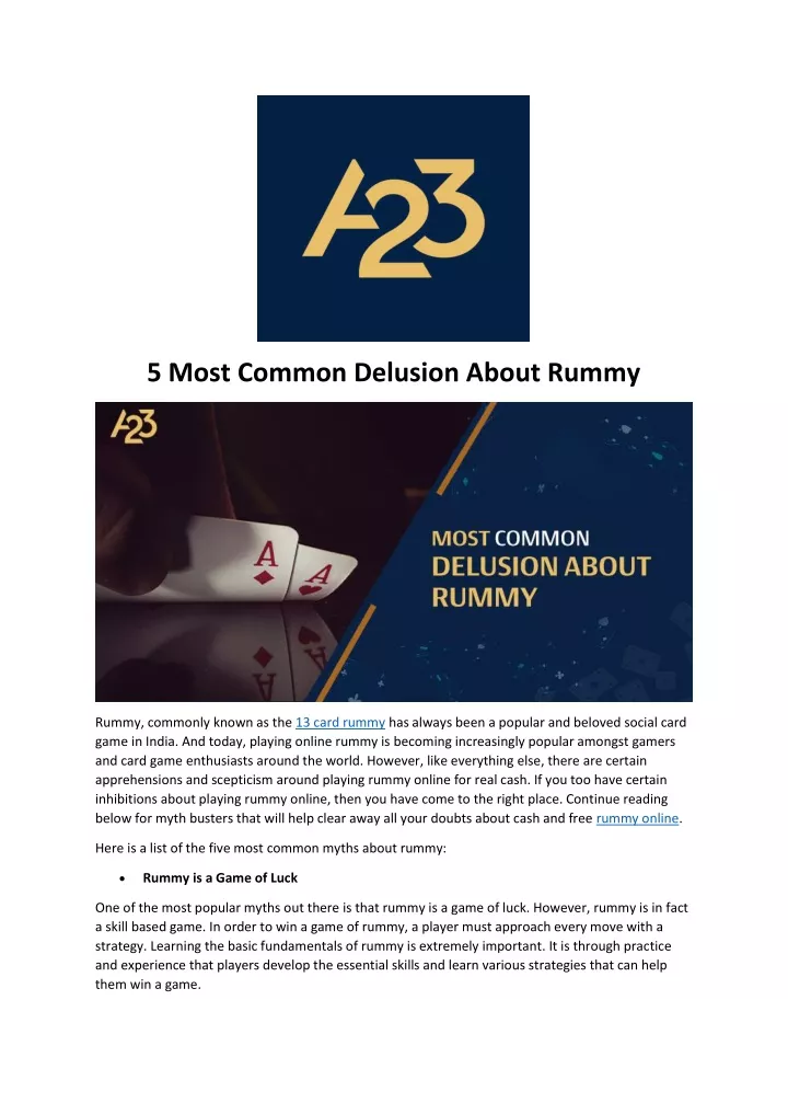 5 most common delusion about rummy