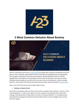 5 Most Common Delusion About Rummy
