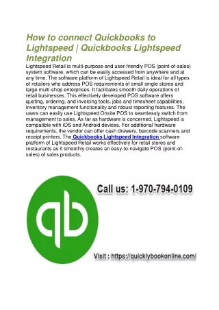 how to connect quickbooks to lightspeed