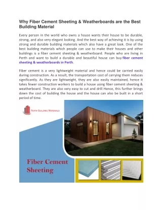 Why Fiber Cement Sheeting & Weatherboards are the Best Building Material