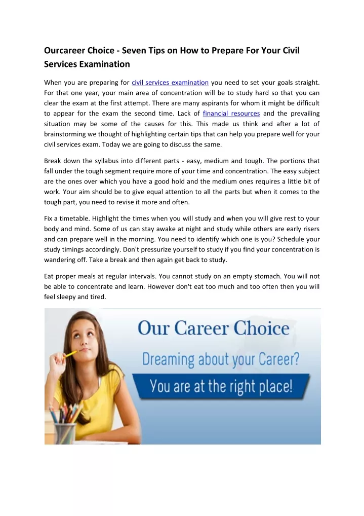 ourcareer choice seven tips on how to prepare