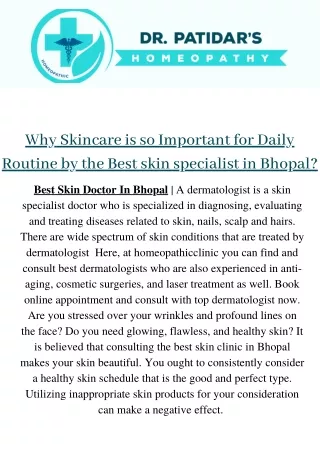 Best Skin Doctor In Bhopal  | Book appointment with Skin Specialist In Bhopal