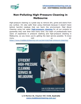 Non-Polluting High-Pressure Cleaning in Melbourne