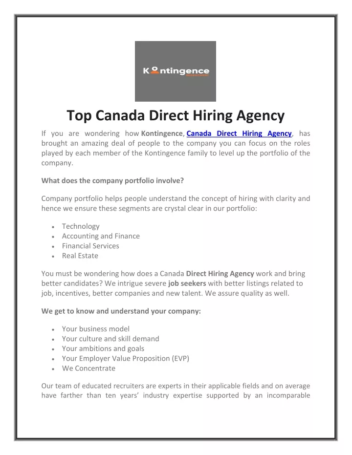 top canada direct hiring agency