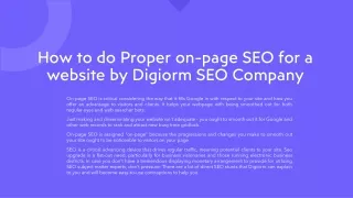 how to do proper on page seo for a website by digiorm seo company