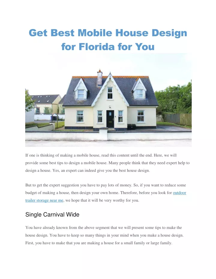 get best mobile house design for florida for you