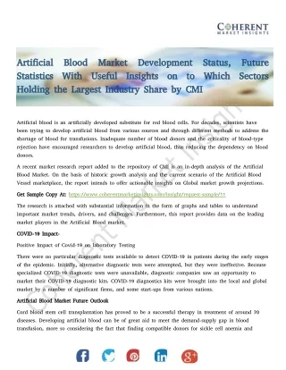 Artificial Blood Market Development Status, Future Statistics By CMI