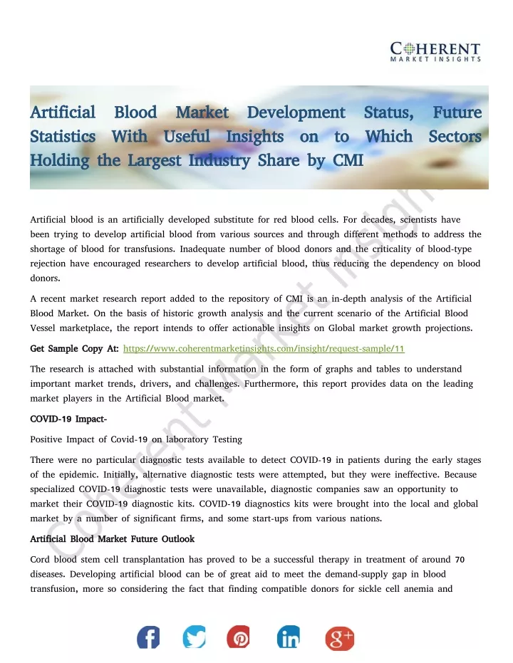 artificial blood market development status future