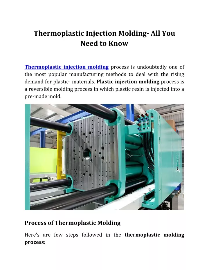 thermoplastic injection molding all you need