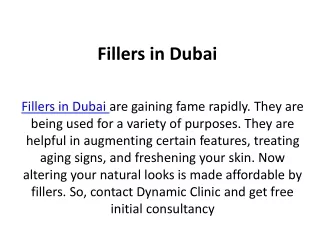 Fillers in Dubai