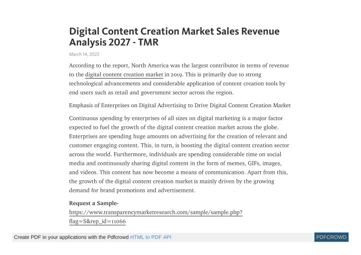 digital content creation market sales revenue