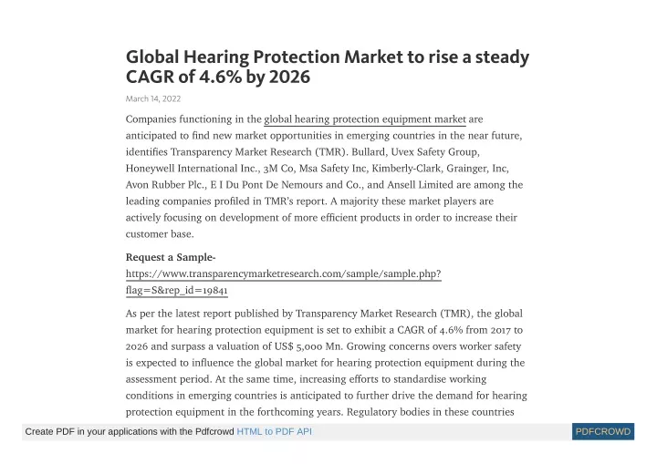 global hearing protection market to rise a steady
