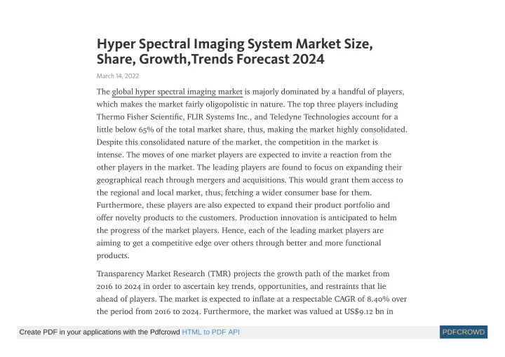 hyper spectral imaging system market size share