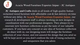 Acacia Wood Furniture Exporter Jaipur – JC Antiques