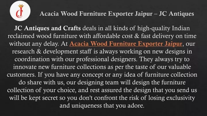 acacia wood furniture exporter jaipur jc antiques
