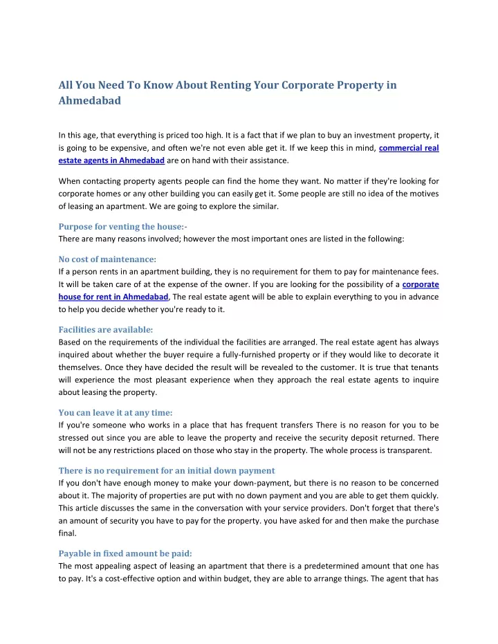 all you need to know about renting your corporate