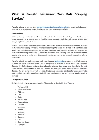 what is zomato restaurant web data scraping