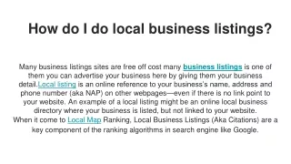 how do i do local business listings
