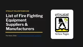 List of Fire Fighting Equipment Suppliers & Manufacturers