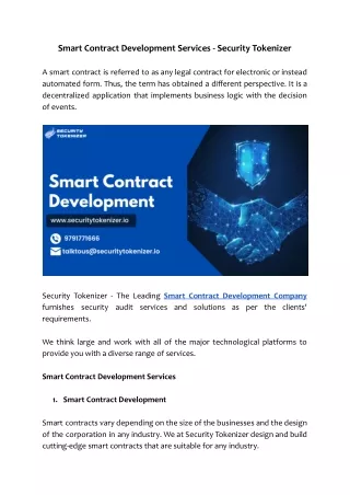 Smart Contract Development Services - Security Tokenizer