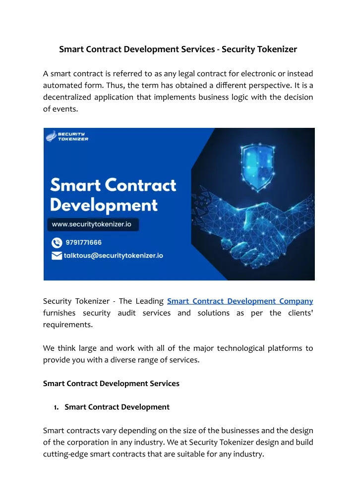 smart contract development services security