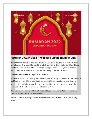 Ramadan 2022 in Dubai – Experience the Holy Event with Loved Ones