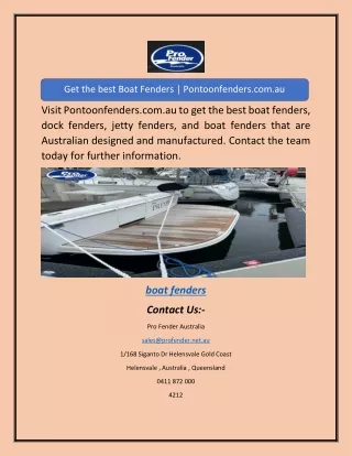 Get the best Boat Fenders | Pontoonfenders.com.au