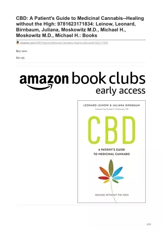 CBD A Patients Guide to Medicinal Cannabis--Healing without the High