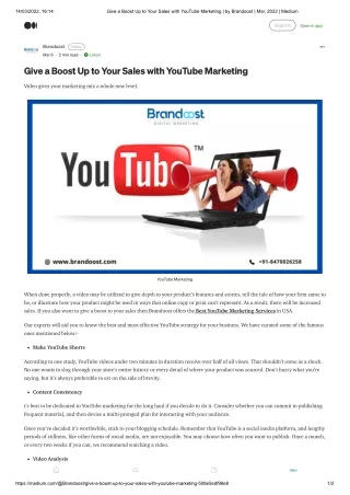 Give a Boost Up to Your Sales with YouTube Marketing - Brandoost